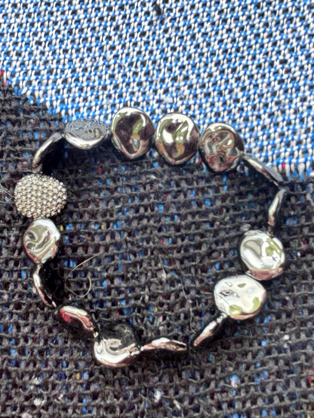 CHICOS SILVER GRAY RHINESTONE ACCENT STRETCH BRACELET